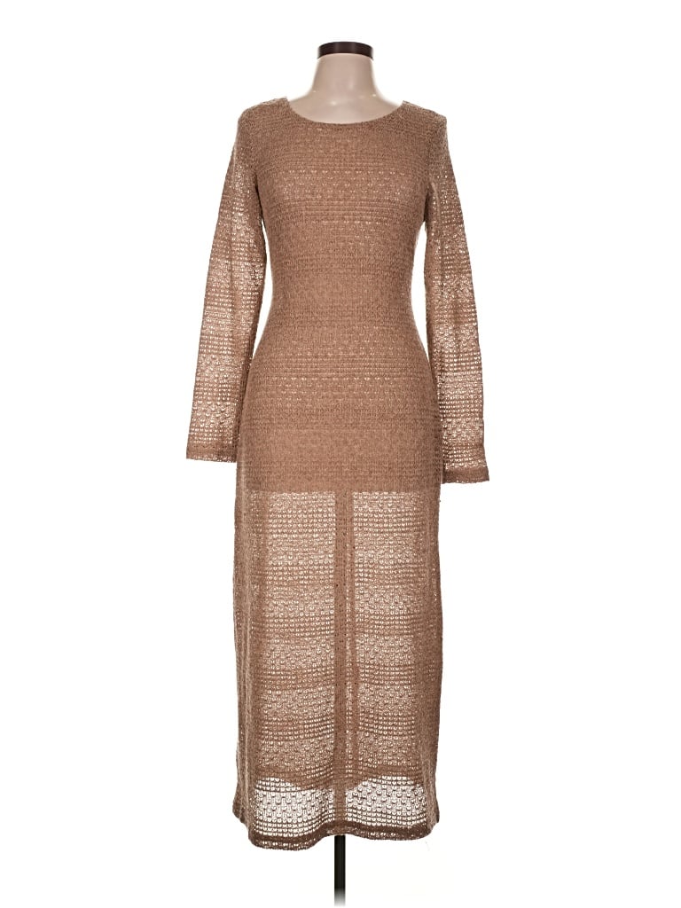 Connected Apparel Casual Dress In Brown