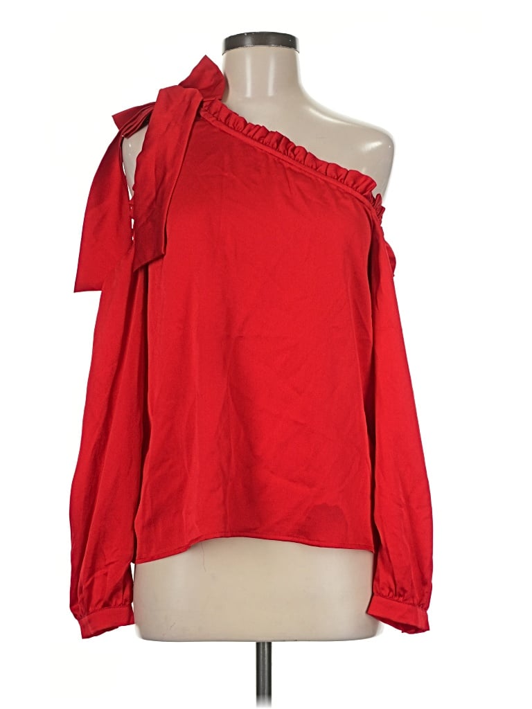 Pre-owned Cece Long Sleeve Blouse In Red