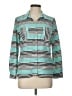 Elementz Stripes Teal 3/4 Sleeve Button-Down Shirt Size L (petite) - photo 1