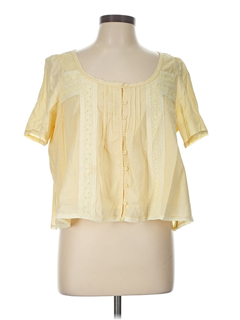 Pre-owned In-loom Short Sleeve Blouse In Yellow