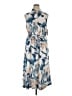 DKNY 100% Polyester Print Blue Casual Dress Size 14 - photo 1