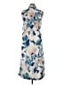 DKNY 100% Polyester Print Blue Casual Dress Size 14 - photo 2