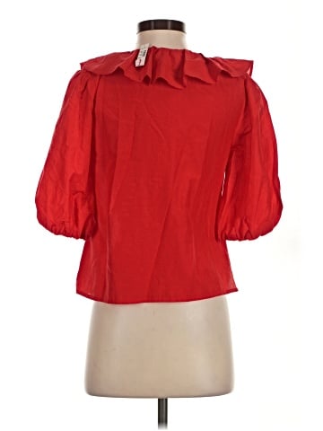 Madewell Ruffled Y-Neck Top in Cotton-Silk (view 2)