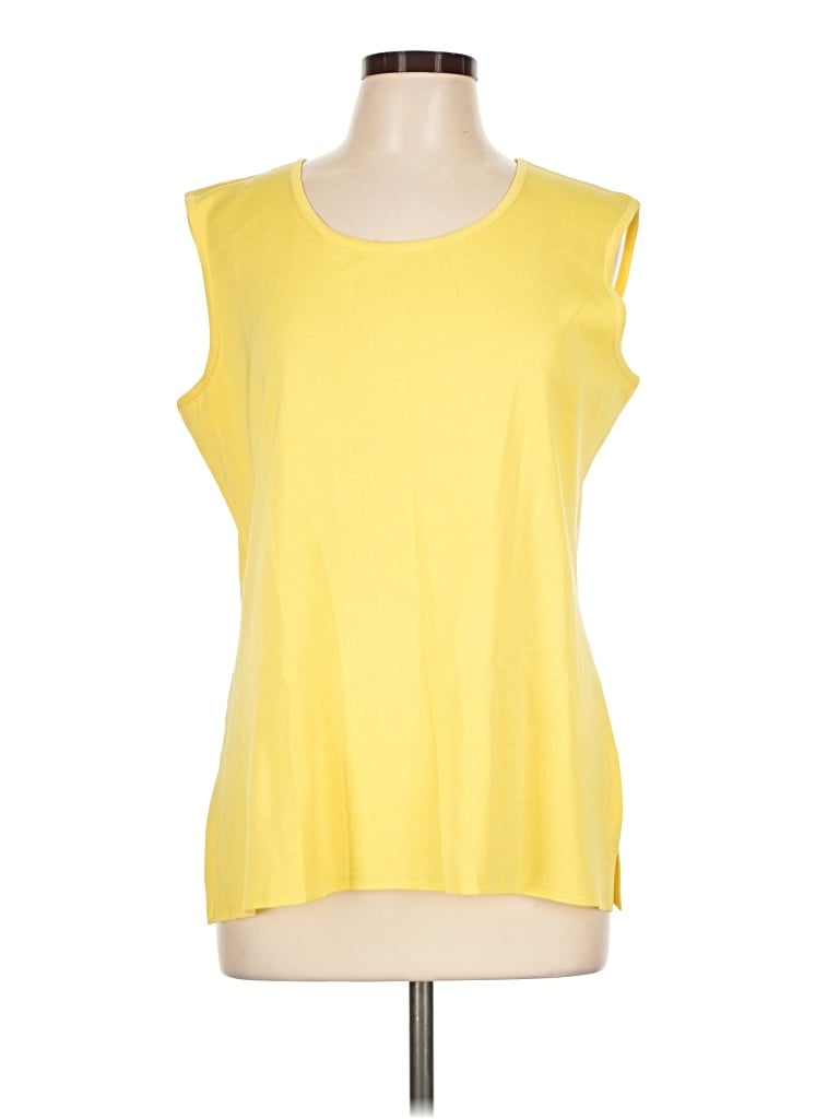 Misook Sleeveless Top Yellow Scoop Neck Tops