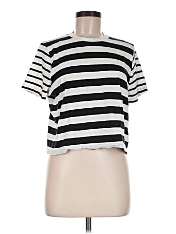 Madewell Softfade Cotton Boxy-Crop Tee in Mixed Stripe (view 1)