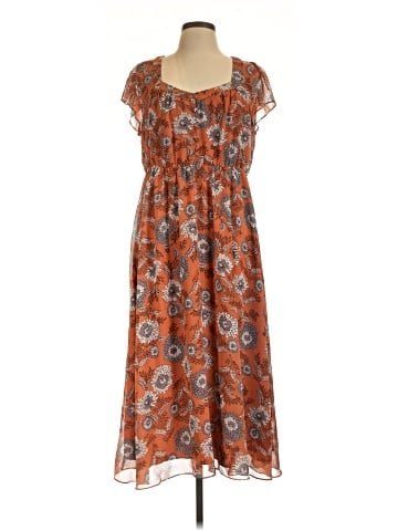 Madewell Sheer-Sleeve Button-Front Midi Dress in Gathered Blooms (view 1)