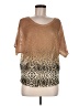 Cache 100% Polyester Animal Print Brown Short Sleeve Top Size M - photo 1
