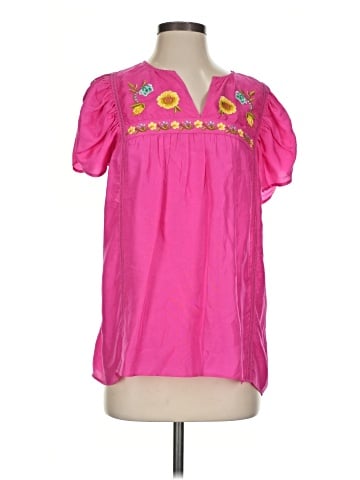 Calypso St. Barth Short Sleeve Silk Top (view 1)