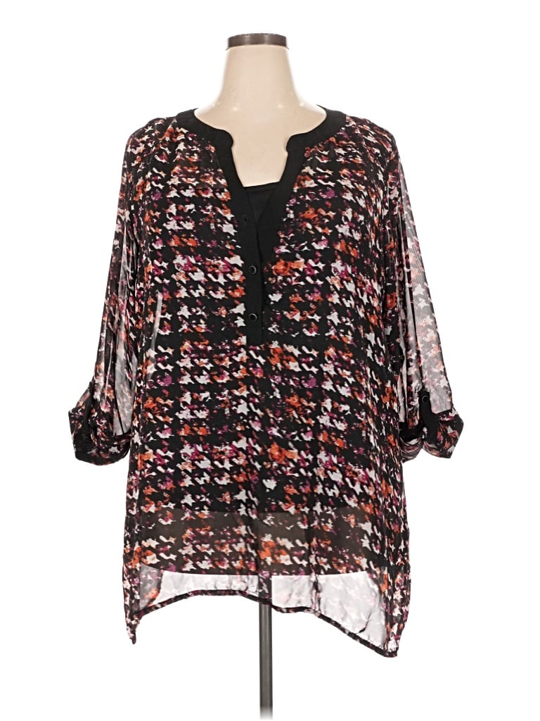 Pre-owned Avenue 3/4 Sleeve Blouse In Black