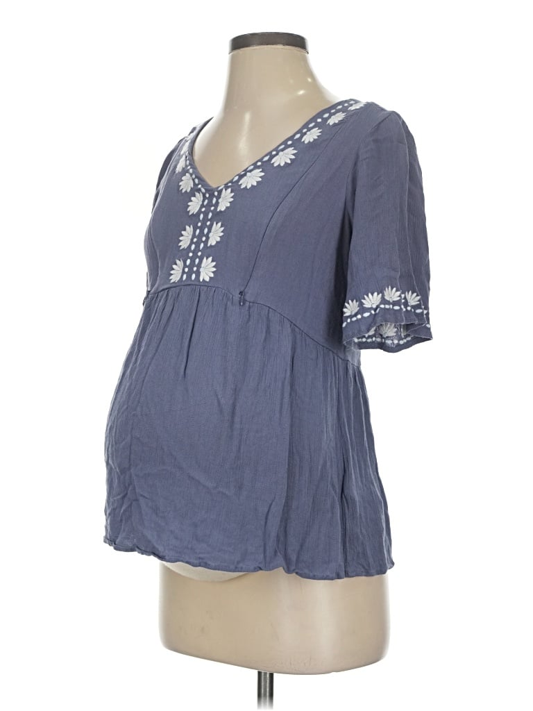 Pre-owned Seraphine Short Sleeve Blouse In Blue