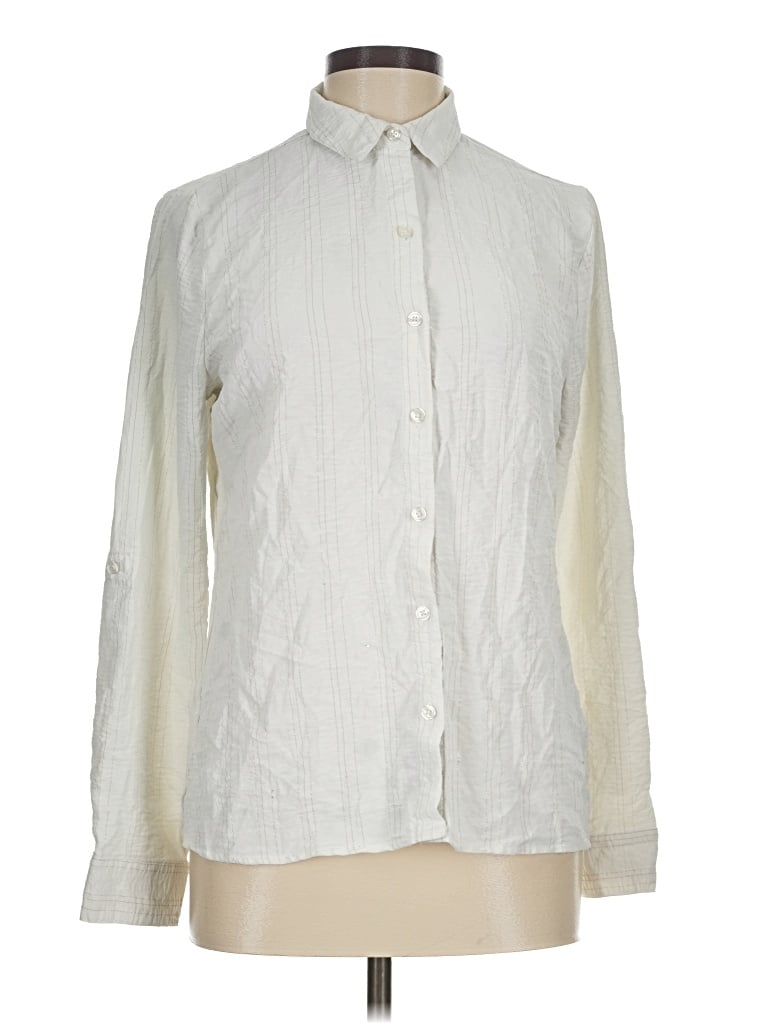 Pre-owned Fred David Long Sleeve Blouse In Ivory
