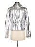 MICHAEL Michael Kors 100% Polyester Metallic Silver Faux Leather Jacket Size M - photo 2