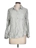 BeachLunchLounge Stripes Silver Long Sleeve Button-Down Shirt Size L - photo 1