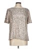 Hilary Radley Metallic Silver Short Sleeve Blouse Size L - photo 1