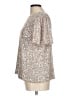 Hilary Radley Metallic Silver Short Sleeve Blouse Size L - photo 5