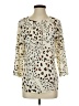 Van Heusen 100% Polyester Animal Print Ivory 3/4 Sleeve Blouse Size XS - photo 1