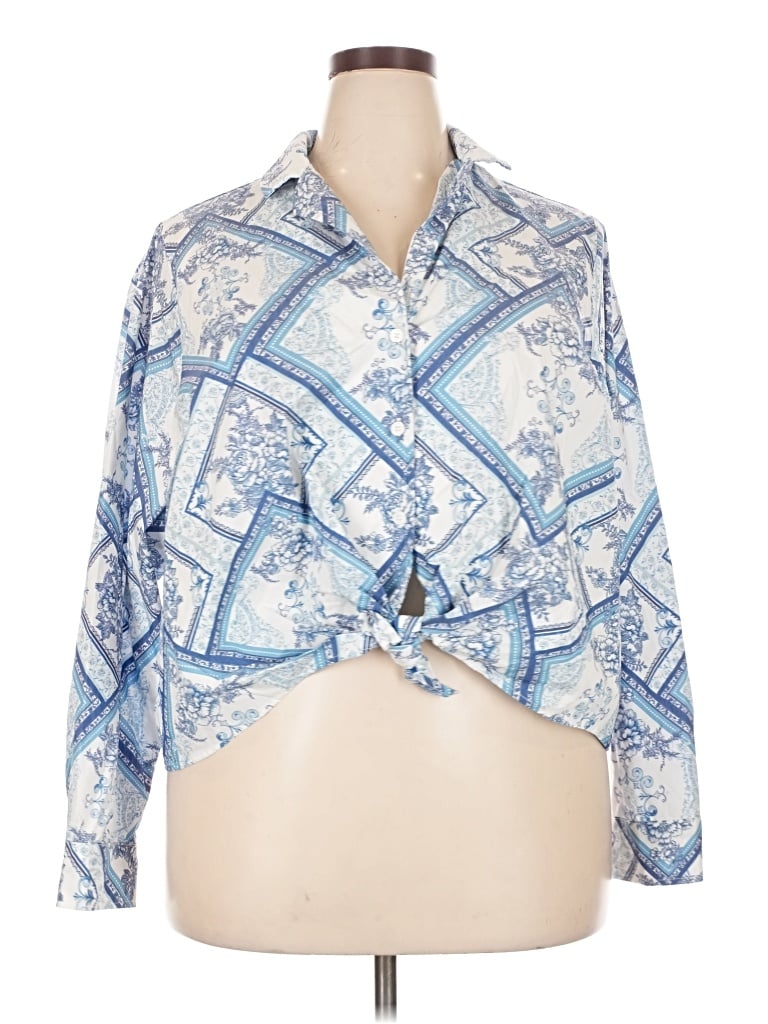 Pre-owned Studio By Torrid Long Sleeve Blouse In Blue