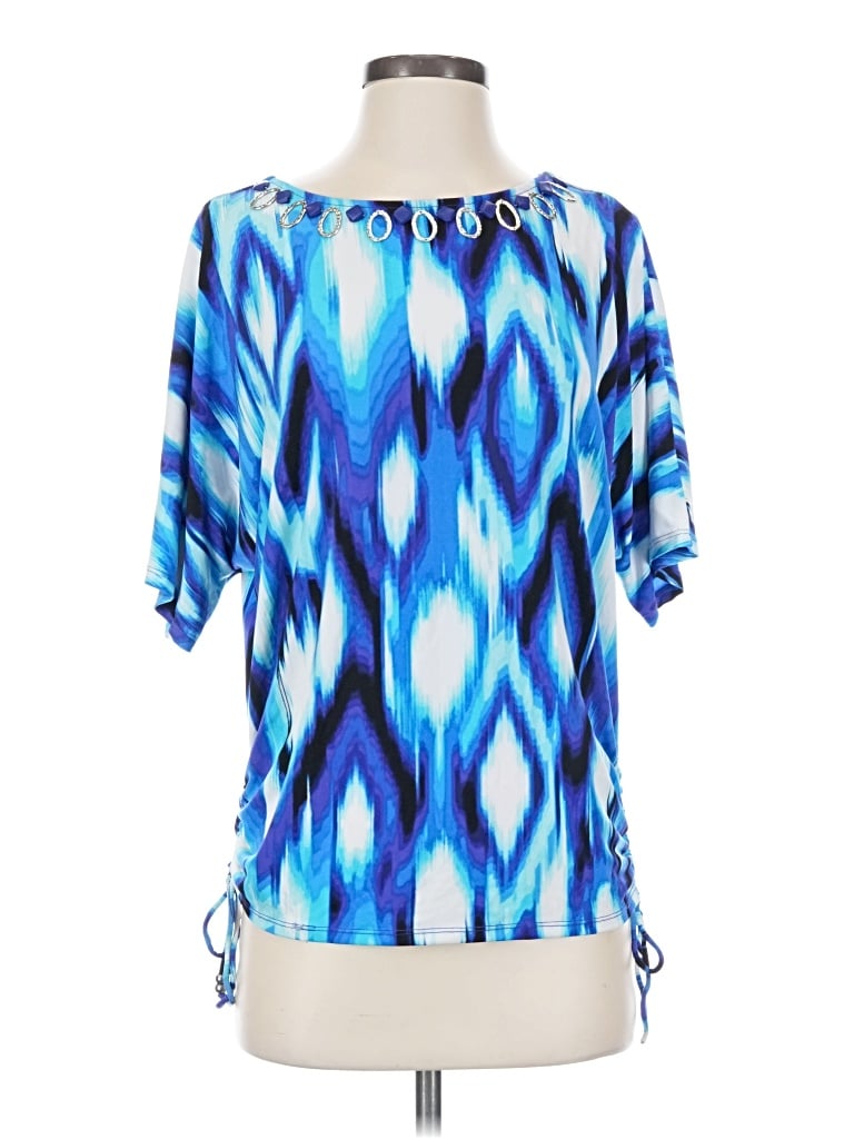 Pre-owned Ruby Rd. Short Sleeve Blouse In Blue