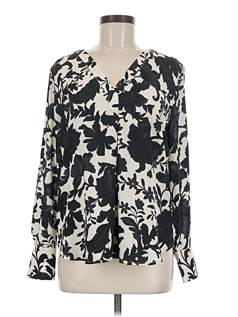 Ann Taylor Long Sleeve Blouse In Black