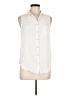 Rose + Olive 100% Rayon Ivory Sleeveless Button-Down Shirt Size M - photo 1