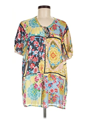 Johnny Was Short Sleeve Silk Top (view 1)