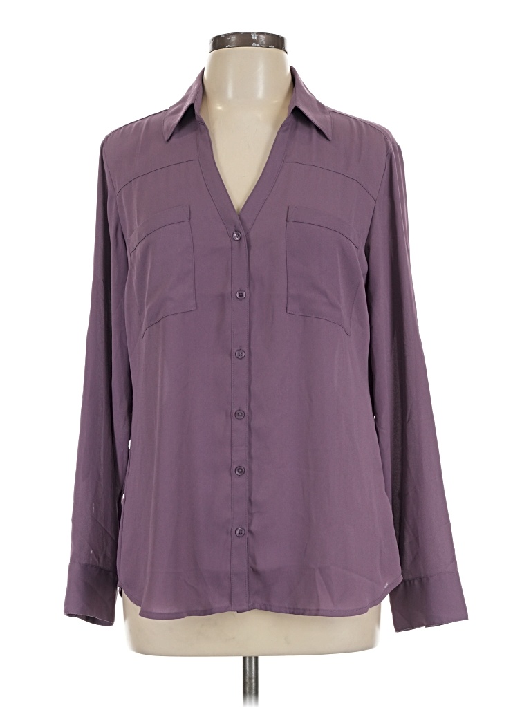 Pre-owned Express Long Sleeve Blouse In Purple