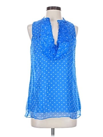 Blue Tassel Sleeveless Silk Top (view 1)