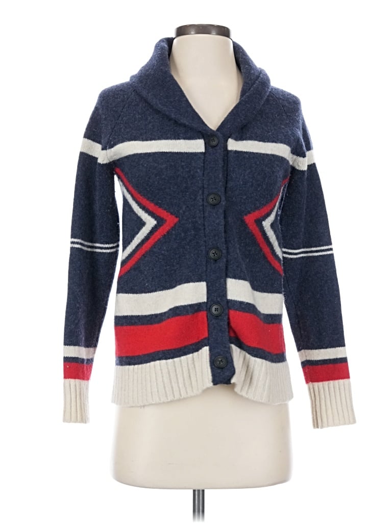 Pre-owned Marine Layer Wool Cardigan Sweater In Blue