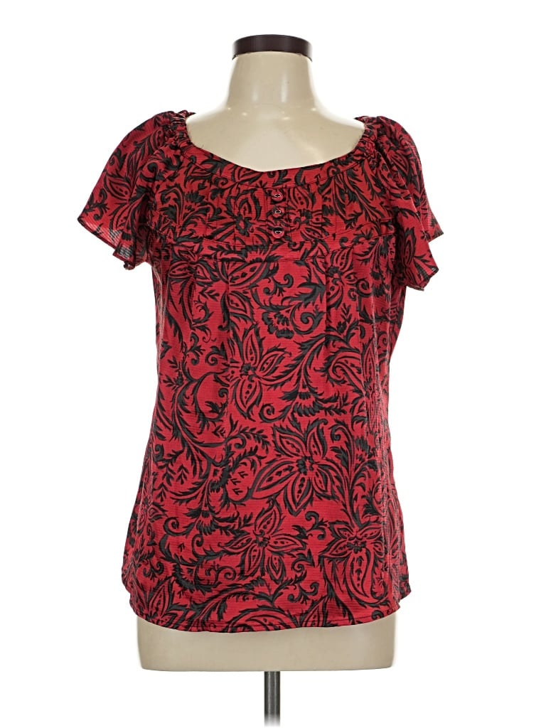 Pre-owned Fred David Short Sleeve Blouse In Red