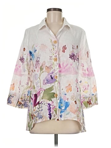 Simply Art by Dolcezza 3/4 Sleeve Button-Down Shirt (view 1)