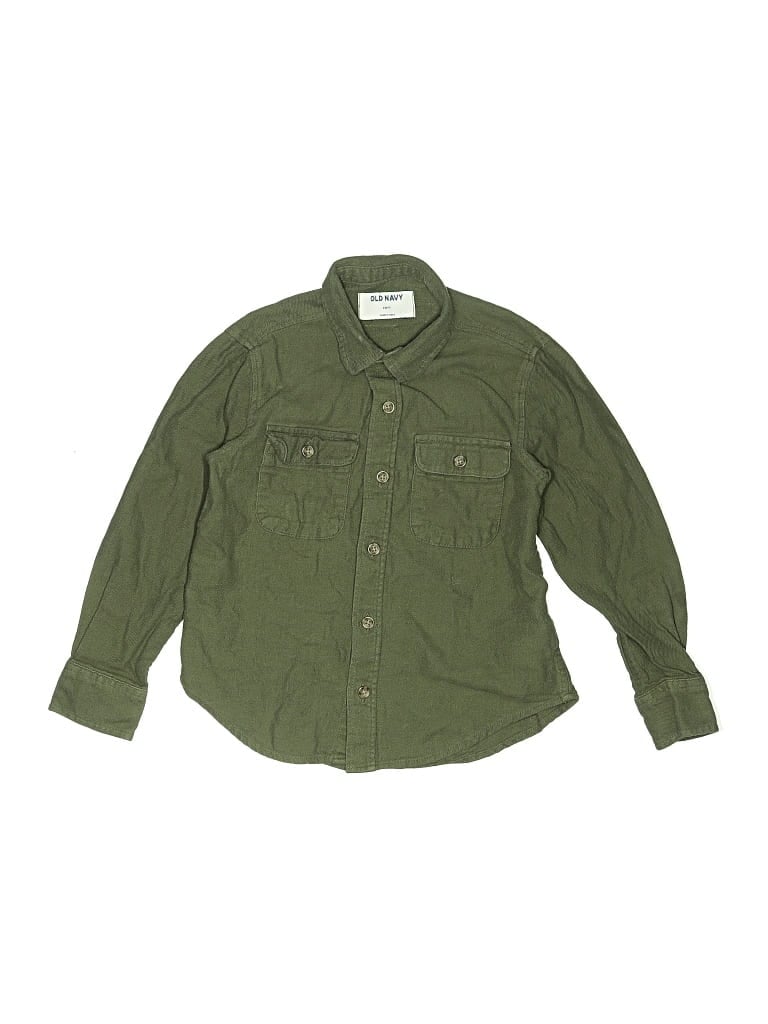 Pre-owned Old Navy Kids' Long Sleeve Button Down Shirt In Green