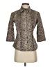 VERTIGO Animal Print Tan 3/4 Sleeve Button-Down Shirt Size S - photo 1