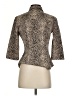 VERTIGO Animal Print Tan 3/4 Sleeve Button-Down Shirt Size S - photo 2