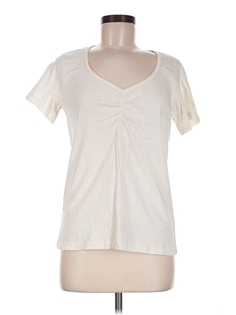 Pre-owned Fat Face Short Sleeve Top Ivory Sweetheart Neckline Tops