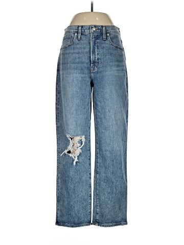 Madewell The Perfect Vintage Straight Jean in Kingsbury Wash: Knee-Rip Edition (view 1)