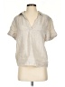 J.Crew 100% Linen Metallic Silver Short Sleeve Blouse Size S - photo 1