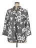Chico's Floral Stripes White Gray 3/4 Sleeve Button-Down Shirt Size XL (3) - photo 1