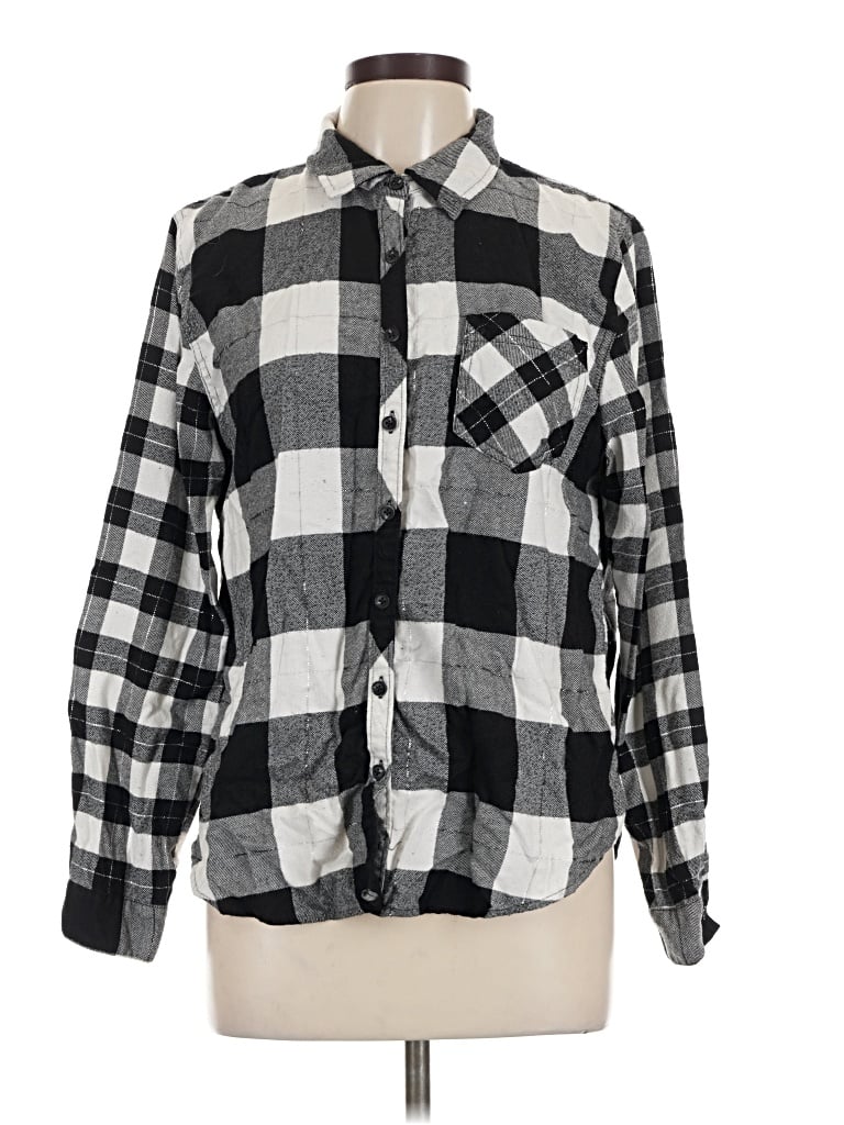 Pre-owned Maurices Long Sleeve Button Down Shirt In Black