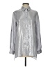 Calvin Klein 100% Polyester Metallic Silver Long Sleeve Blouse Size S - photo 1