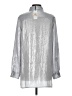 Calvin Klein 100% Polyester Metallic Silver Long Sleeve Blouse Size S - photo 2