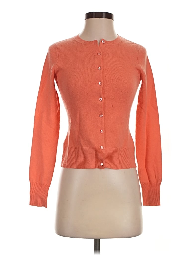 Pre-owned Bergdorf Goodman Cashmere Cardigan Sweater In Orange