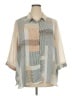 Rose + Olive 100% Polyester Color Block Tan Short Sleeve Blouse Size 3X - photo 1