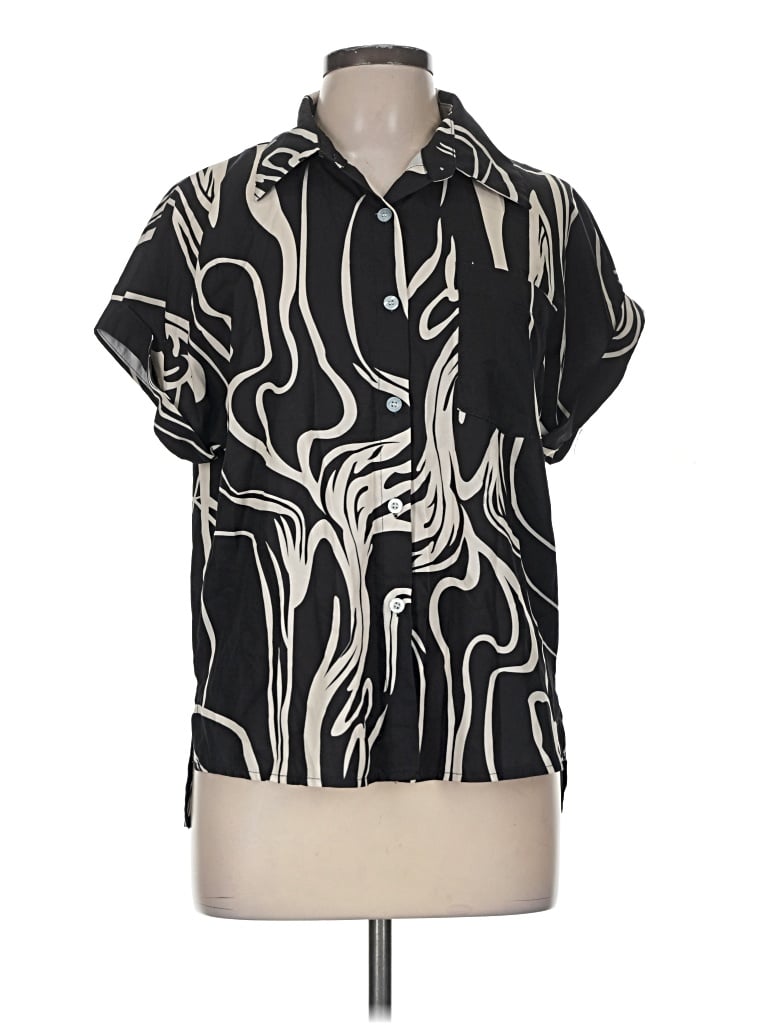 Pre-owned Shein Short Sleeve Polo Shirt In Black