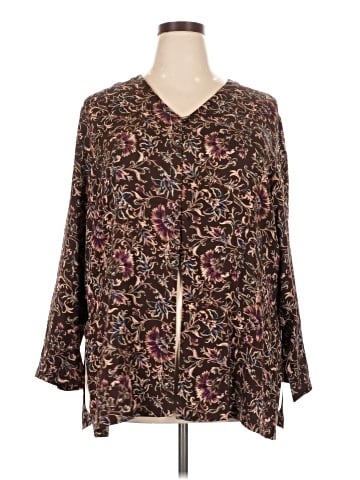 Valerie Stevens Long Sleeve Silk Top (view 1)