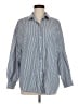Old Navy 100% Cotton Stripes Blue 3/4 Sleeve Button-Down Shirt Size M - photo 1