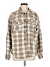 Millenium 100% Polyester Checkered-gingham Tan Long Sleeve Blouse Size M - photo 1