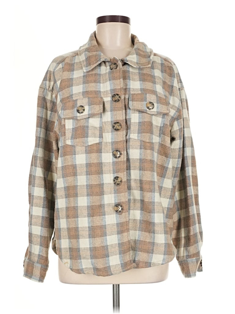 Pre-owned Millenium Long Sleeve Blouse In Tan
