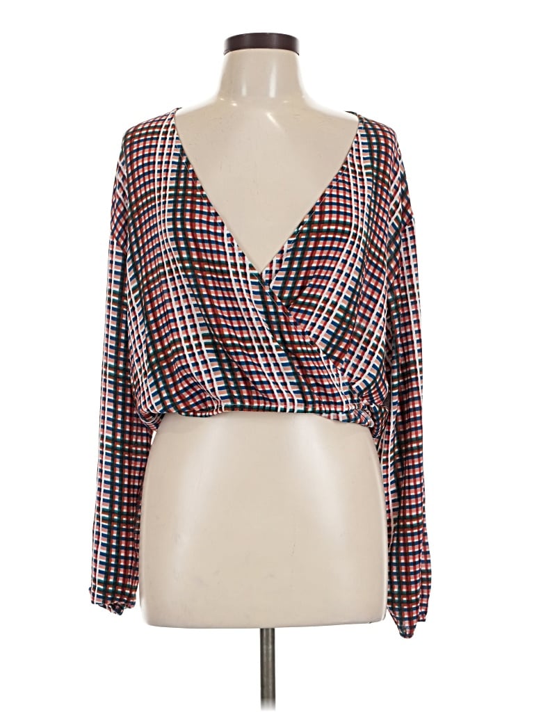 Pre-owned Leith Long Sleeve Blouse In Red