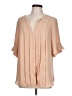 Ann Taylor 100% Polyester Tan Short Sleeve Blouse Size L - photo 1
