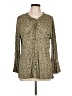Democracy 100% Rayon Animal Print Tan Long Sleeve Blouse Size L - photo 1